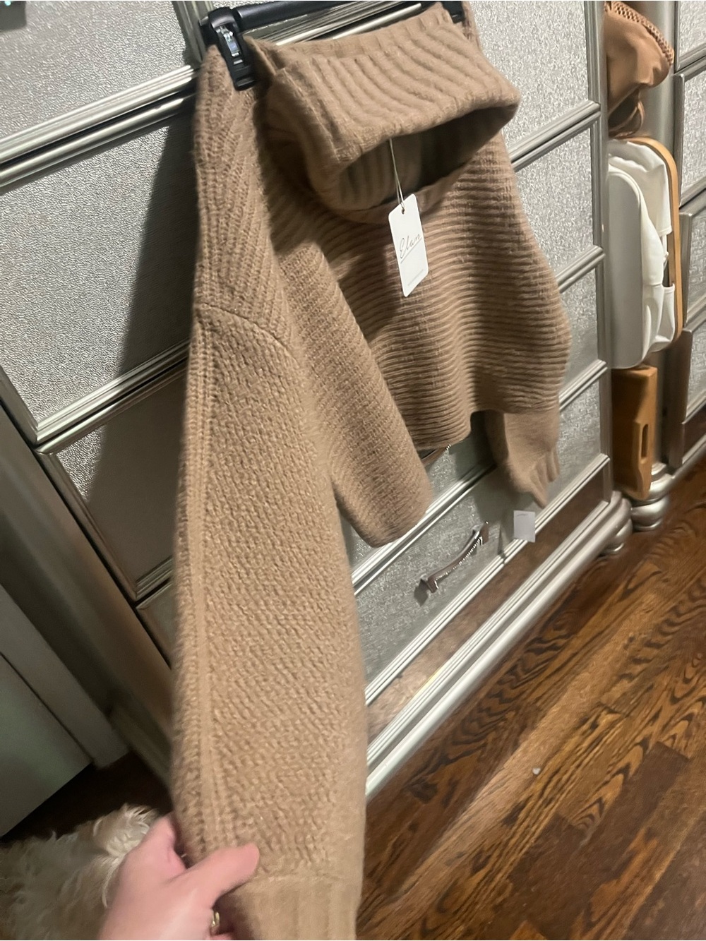 Elan Camel Cowl Neck Ribbed Sweater - Picture 6 of 9